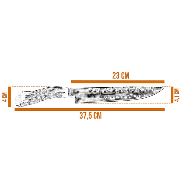 Faca 09 Damasco 5mm Larga Cabo Cervo Onix