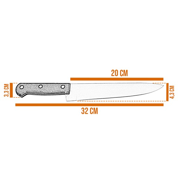 Faca 09 Inox 420 Cabo Chato Acrílico
