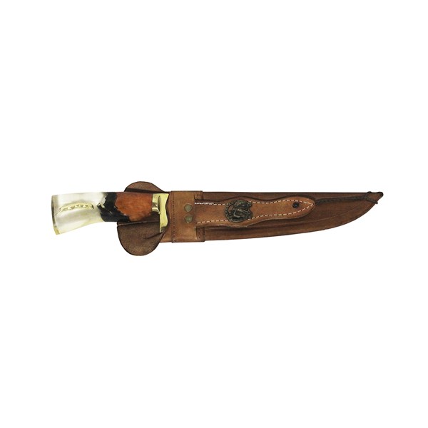 Faca 09 Inox 420 Protetor Bronze Cabo Madeira Resina Ponta Larga Agro É Top