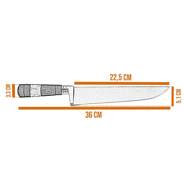 Faca Chaira 10 Inox 420 Cabo Osso Madeira