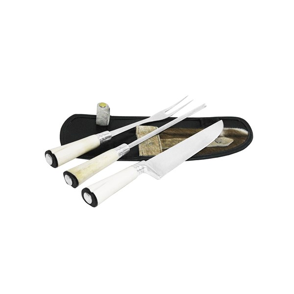 Faca Chaira Garfo 08 Inox 420 Cabo Osso