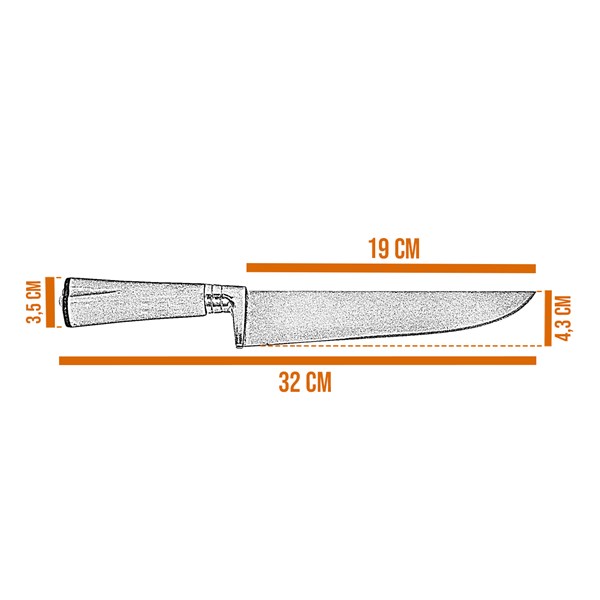 Faca Chaira Garfo 08 Inox 420 Cabo Osso