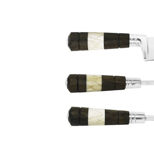 Faca Chaira Garfo 08 Inox 420 Cabo Osso Madeira