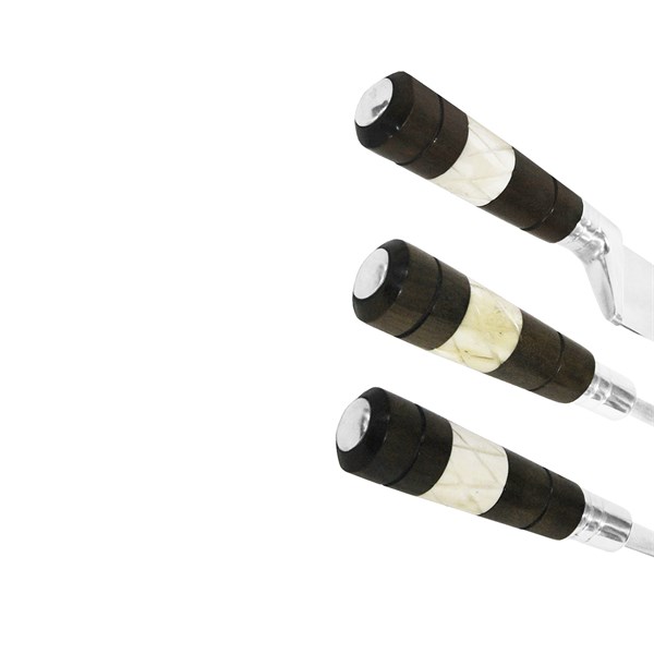 Faca Chaira Garfo 08 Inox 420 Cabo Osso Madeira