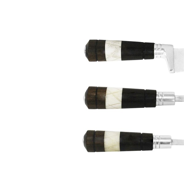 Faca Chaira Garfo 10 Inox 420 Cabo Osso Madeira