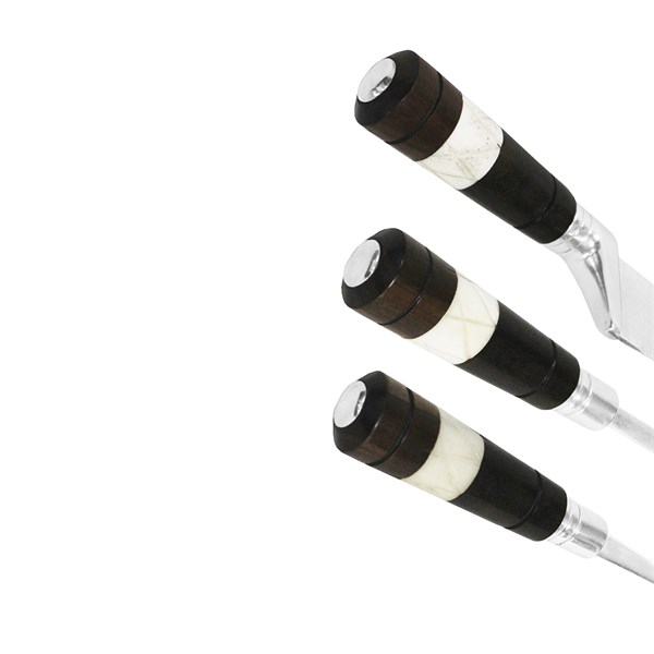 Faca Chaira Garfo 10 Inox 420 Cabo Osso Madeira