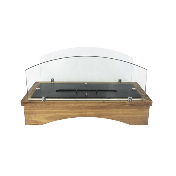 Lareira Ecológica Álcool Etanol Aço 45cm Suporte Madeira Vidro