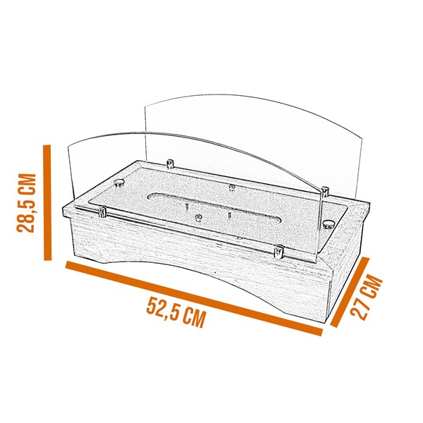 Lareira Ecológica Álcool Etanol Aço 45cm Suporte Madeira Vidro