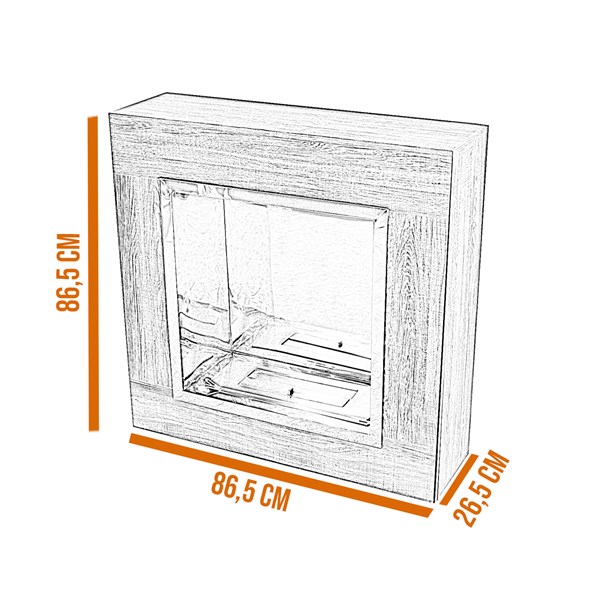 Lareira Ecológica Álcool Etanol Inox 46cm Móvel MDF Inox