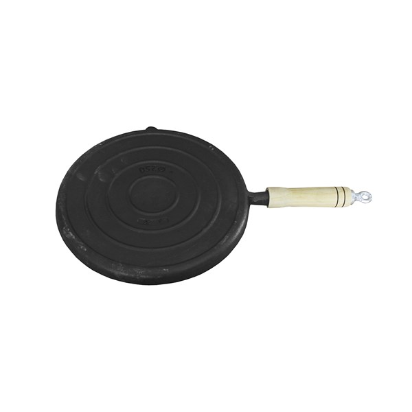 Chapa Bifeteira Ferro Fundido Cabo Madeira 26cm Lisa