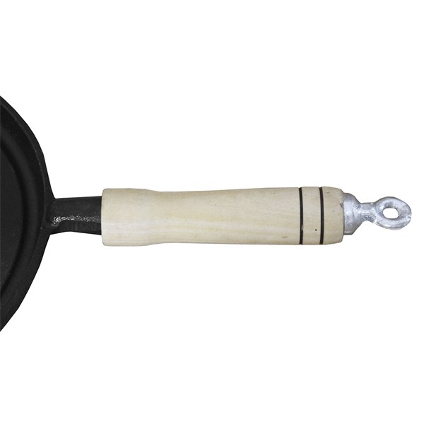 Chapa Bifeteira Ferro Fundido Cabo Madeira 26cm Lisa