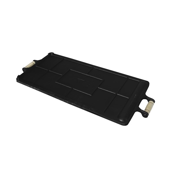 Chapa Bifeteira Ferro Fundido Alças Madeira 62X30cm Lisa