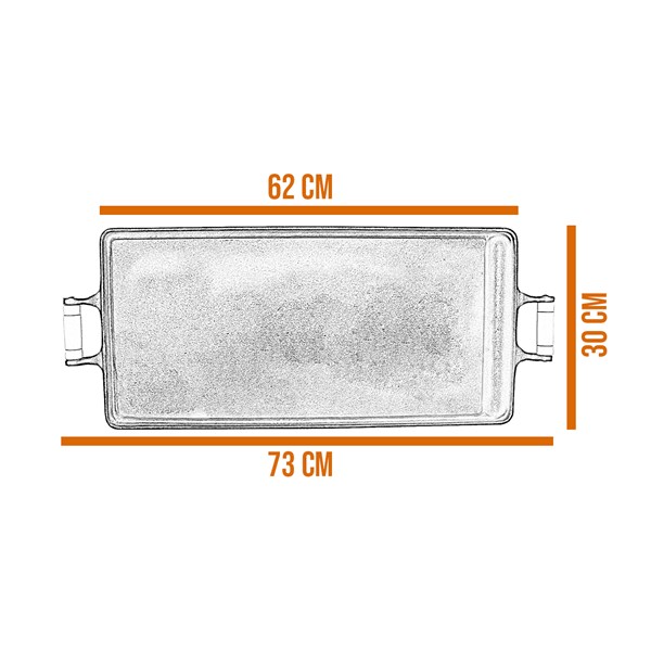 Chapa Bifeteira Ferro Fundido Alças Madeira 62X30cm Lisa