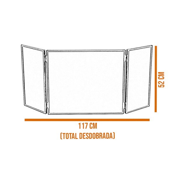 Tela Proteção Lareira 117X52cm Dobrável Reta