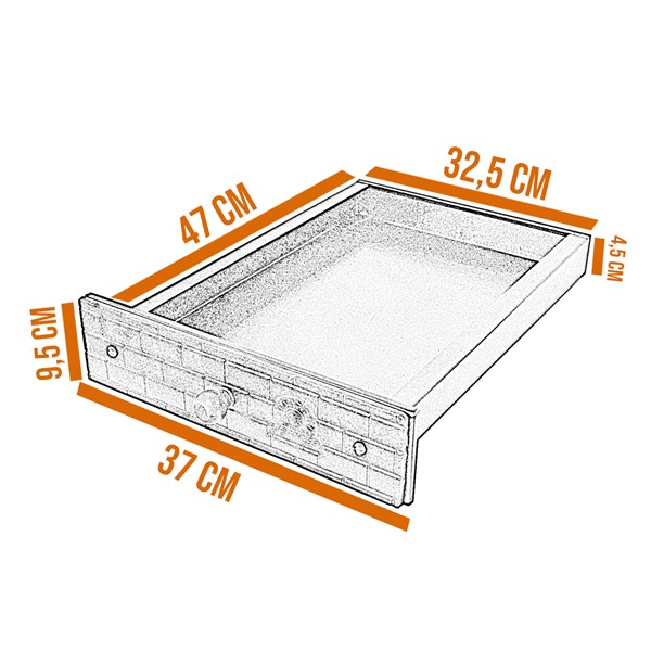 Gaveta Cinzeiro Aço Suporte 32,5X4,5X47cm Tijolinho