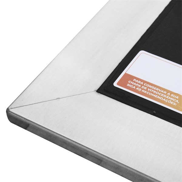 Chapa Fogão a Lenha Vitrocerâmica Moldura Inox 90X63cm