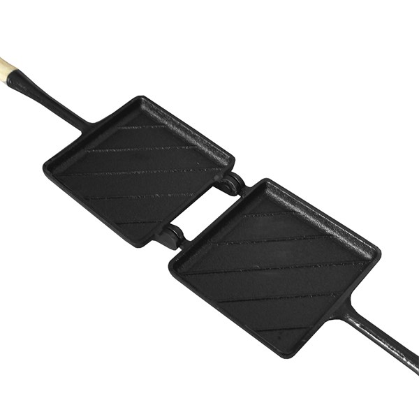 Sanduicheira Ferro Fundido Cabos Madeira 1 Pão Forma