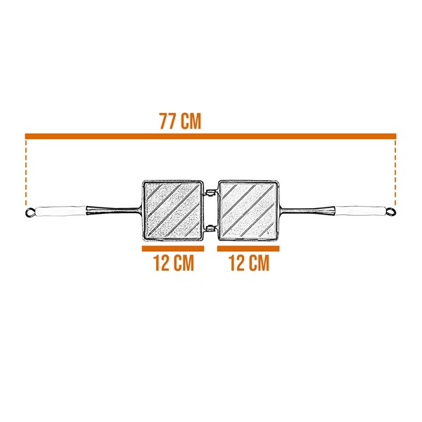 Sanduicheira Ferro Fundido Cabos Madeira 1 Pão Forma