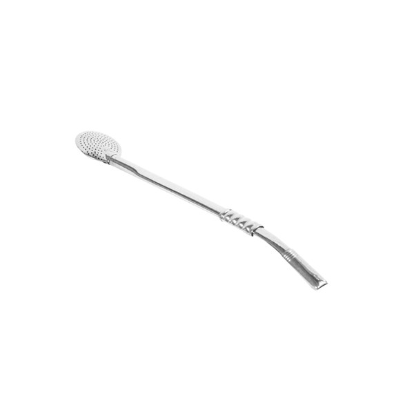 Bomba Chimarrão Inox Grande Anel Frizado Bocal Rosca