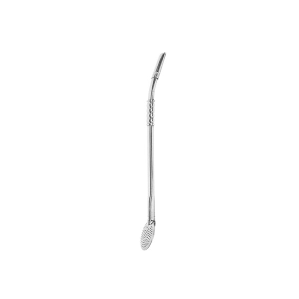 Bomba Chimarrão Inox Grande Anel Frizado Bocal Rosca