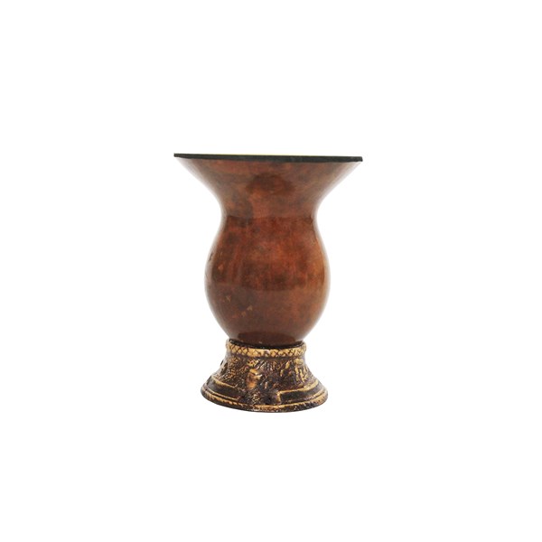 Cuia Chimarrão Porongo Liso Média Bocal Queimado Pé Epóxi