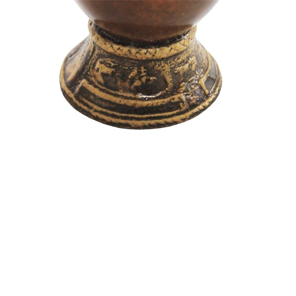 Cuia Chimarrão Porongo Liso Média Bocal Queimado Pé Epóxi