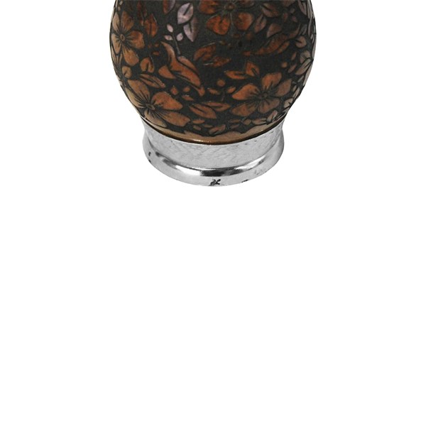 Cuia Chimarrão Porongo Pampa Gravada Bocal Queimado Pé Metal