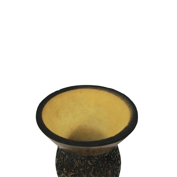 Cuia Chimarrão Porongo Pampa Gravada Pequena Bocal Queimado Pé Metal