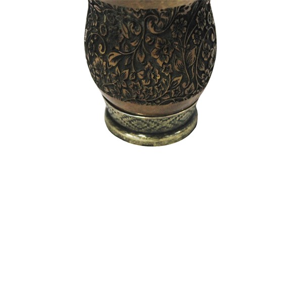 Cuia Chimarrão Porongo Pampa Gravada Pequena Bocal Queimado Pé Metal