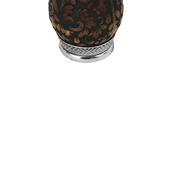 Cuia Chimarrão Porongo Pampa Premium Gravada Bocal Queimado Pé Metal
