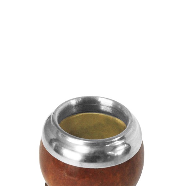 Cuia Chimarrão Porongo Torpedo Liso Bocal Inox Suporte Couro