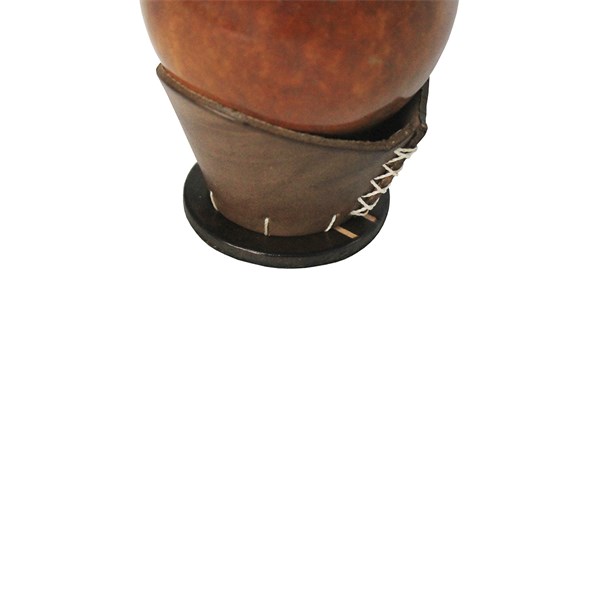 Cuia Chimarrão Porongo Torpedo Liso Bocal Inox Suporte Couro