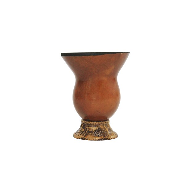 Cuia Chimarrão Porongo Tradicional Pequena Lisa Bocal Queimado Pé Epóxi