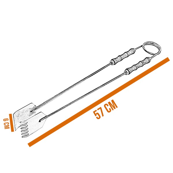 Pegador Carne Inox 57cm Cabos Madeira