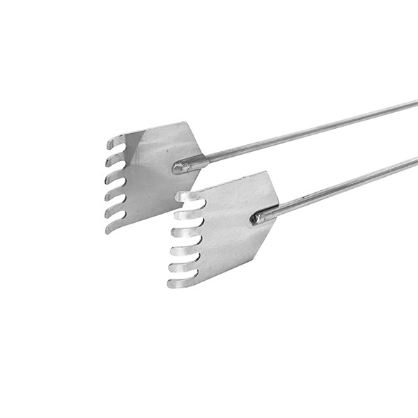 Pegador Carvão Inox 57cm Cabos Madeira