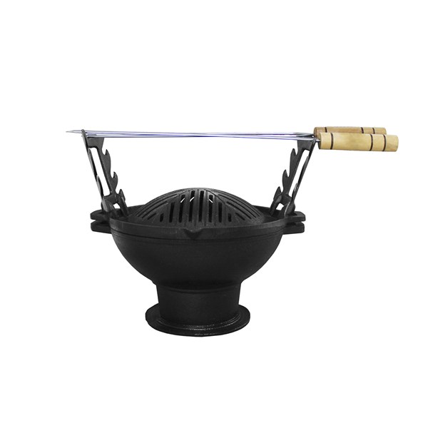 Acessório Gengis Khan Suporte Espetos Ferro Fundido Par