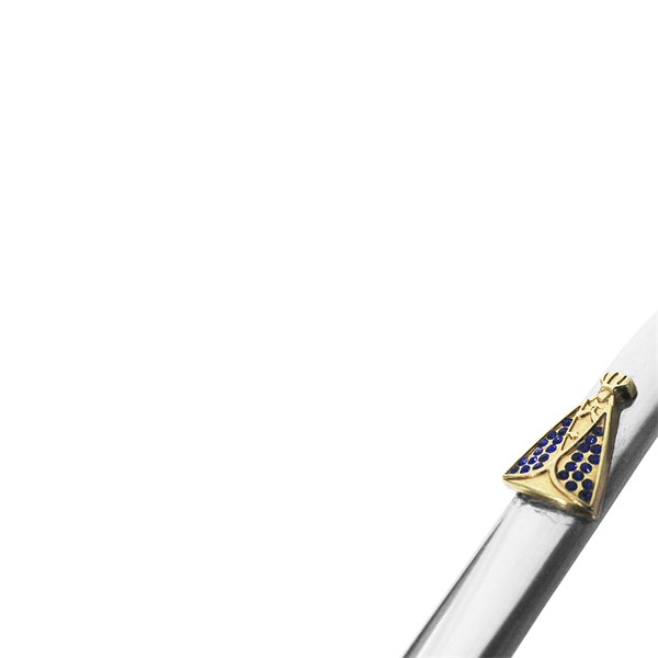 Bomba Chimarrão Inox Média Chata Nossa Senhora Aparecida Cravejado Azul