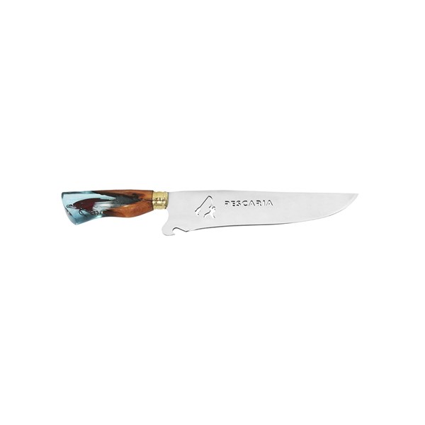 Faca 09 Inox 420 Bowie Cabo Madeira Resina Pescaria