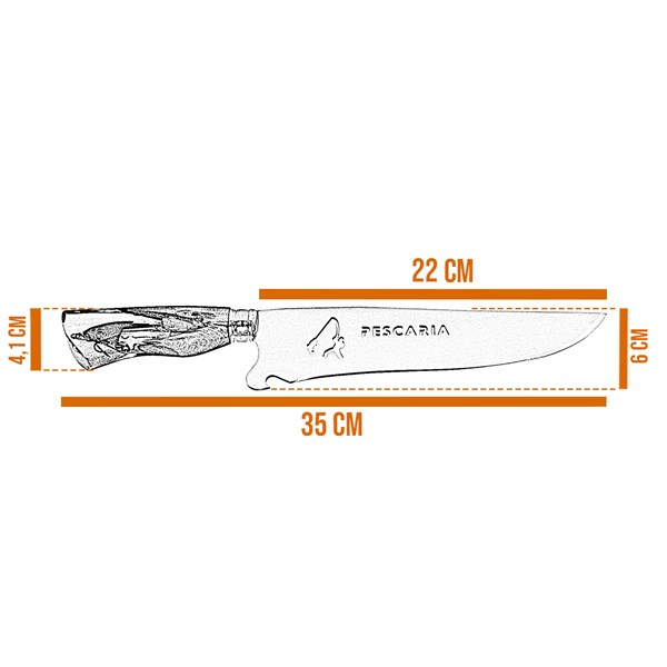 Faca 09 Inox 420 Bowie Cabo Madeira Resina Pescaria