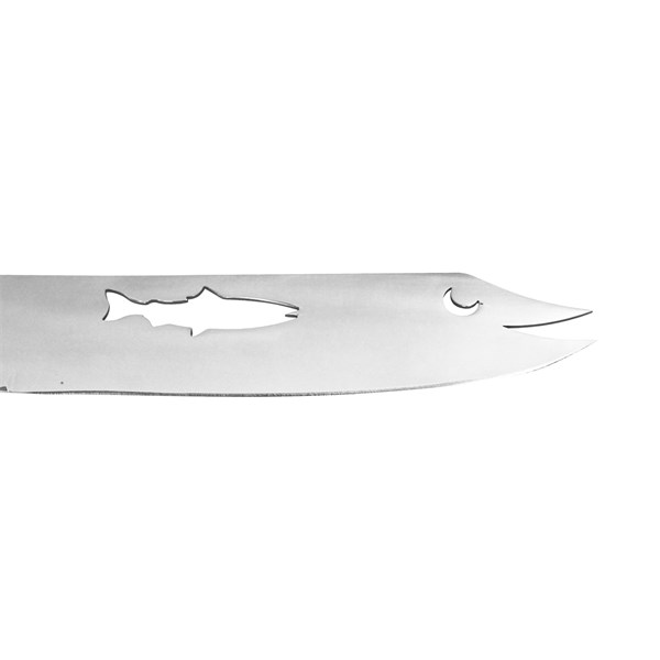 Faca 09 Inox 420 Protetor Bronze Cabo Madeira Resina Ponta Garfo Peixe