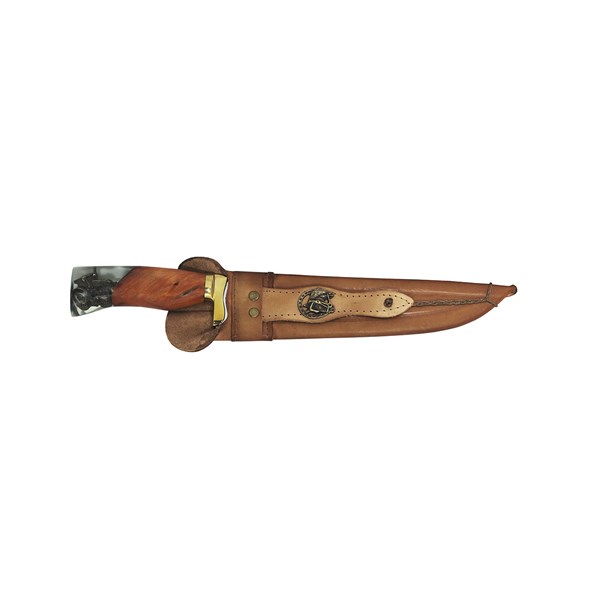 Faca 09 Inox 420 Protetor Bronze Cabo Madeira Resina Ponta Larga Agro É Top