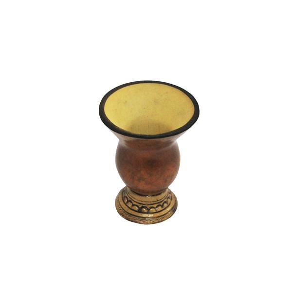 Cuia Chimarrão Porongo Tradicional Pequena Lisa Bocal Queimado Pé Epóxi