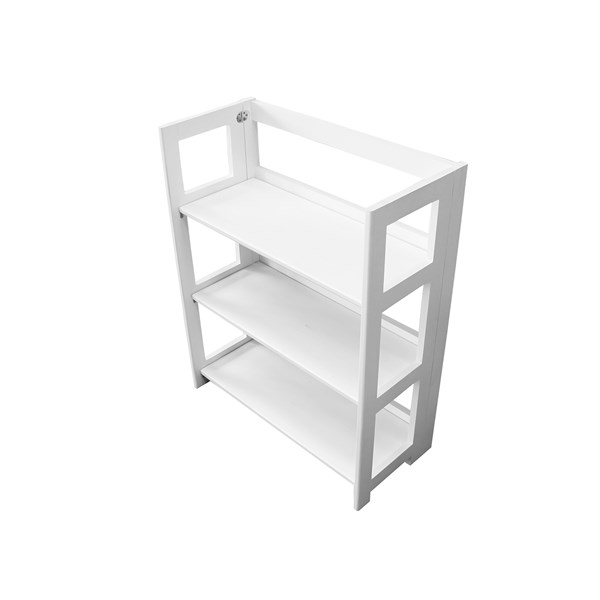 Estante Dobrável 3 Prateleiras Madeira Esmalte Primer Branco Rústico