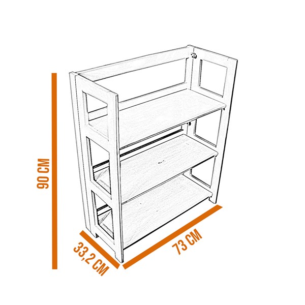 Estante Dobrável 3 Prateleiras Madeira Esmalte Primer Branco Rústico