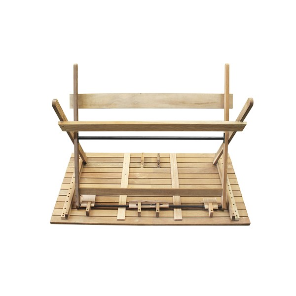 Conjunto Dobrável Mesa 120X70cm 4 Cadeiras Madeira Nobre Natural