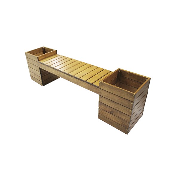 Banco Cachepo Floreiras Acopladas Madeira Eucalipto Stain Verniz