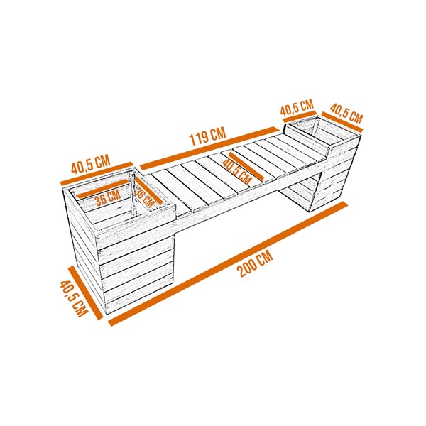 Banco Cachepo Floreiras Acopladas Madeira Eucalipto Stain Verniz