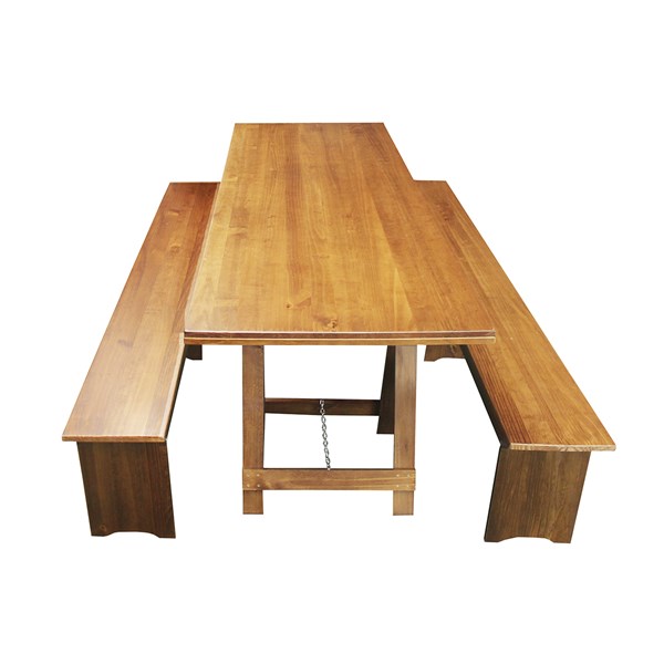 Mesa Rústica Cavalete 2 Bancos 2,5m Madeira Tingida Acabamento Selado