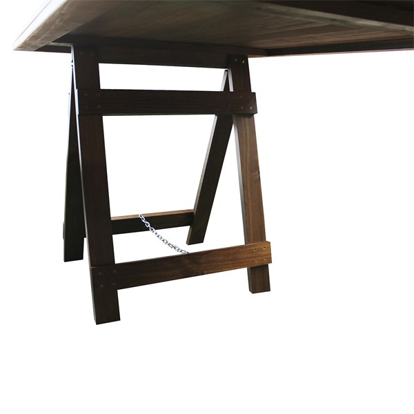 Mesa Rústica Cavalete 2 Bancos 2,5m Madeira Tingida Acabamento Selado