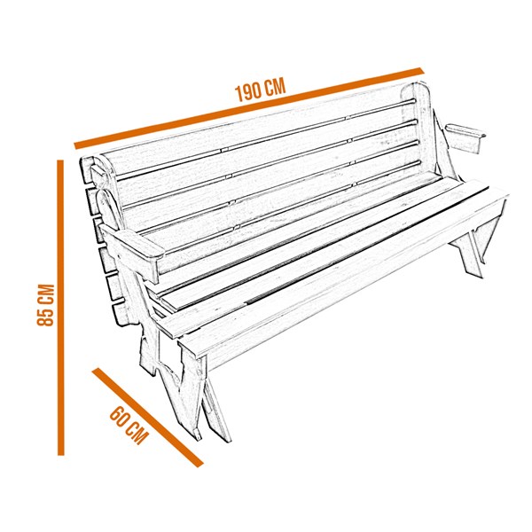 Banco Vira Mesa Multi 1,90m Madeira Eucalipto Stain Verniz